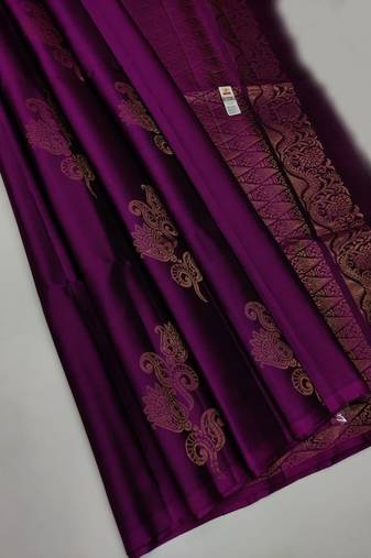 Wine silk blend jacuard work festival saree with unstitched blouse piece