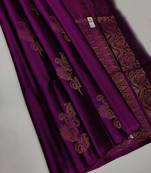 Wine silk blend jacuard work festival saree with unstitched blouse piece