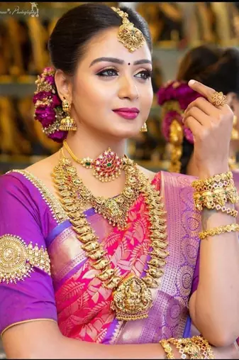 Pink purple silk blend jacuard work festival saree with unstitched blouse piece
