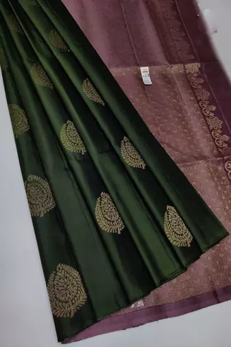 Green onion silk blend jacuard work festival saree with unstitched blouse piece