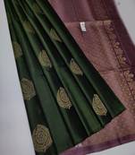 Green onion silk blend jacuard work festival saree with unstitched blouse piece