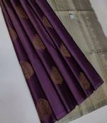 Wine grey silk blend jacuard work festival saree with unstitched blouse piece