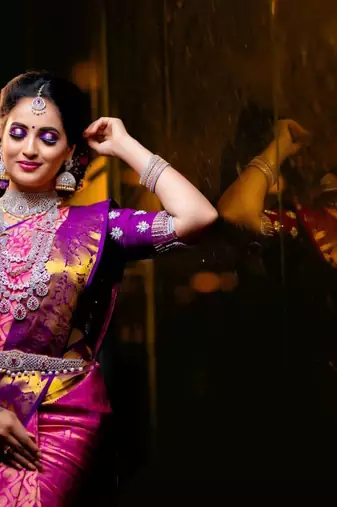 Pink purple silk blend jacuard work festival saree with unstitched blouse piece