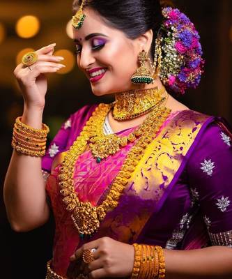 Pink purple silk blend jacuard work festival saree with unstitched blouse piece 4