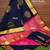 Blue pink silk blend jacuard work festival saree with unstitched blouse piece