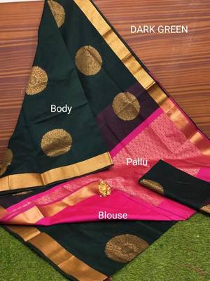 Green pink silk blend jacuard work festival saree with unstitched blouse piece 1