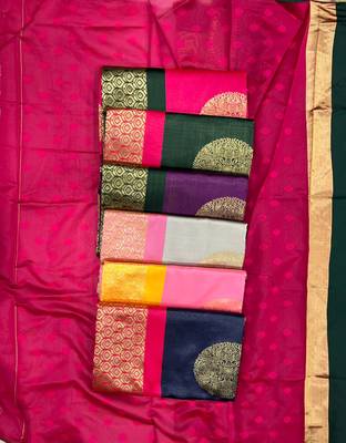 Grey pink silk blend jacuard work festival saree with unstitched blouse piece 2