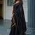 Black green linen jacuard work festival saree with unstitched blouse piece