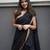 Black green linen jacuard work festival saree with unstitched blouse piece