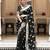 Black silk blend jacuard work festival saree with unstitched blouse piece