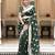 Green silk blend jacuard work festival saree with unstitched blouse piece