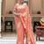 Peach silk blend jacuard work festival saree with unstitched blouse piece