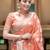 Peach silk blend jacuard work festival saree with unstitched blouse piece