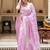 Pink silk blend jacuard work festival saree with unstitched blouse piece