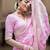 Pink silk blend jacuard work festival saree with unstitched blouse piece