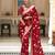 Red silk blend jacuard work festival saree with unstitched blouse piece