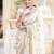 White silk blend jacuard work festival saree with unstitched blouse piece