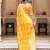 Yellow silk blend jacuard work festival saree with unstitched blouse piece