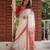 White red silk blend jacuard work festival saree with unstitched blouse piece