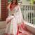 White red silk blend jacuard work festival saree with unstitched blouse piece