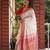 White red silk blend jacuard work festival saree with unstitched blouse piece