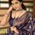 Blue silk blend jacuard work festival saree with unstitched blouse piece