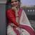 White red linen jacuard work festival saree with unstitched blouse piece