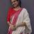 White red linen jacuard work festival saree with unstitched blouse piece