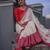 White red linen jacuard work festival saree with unstitched blouse piece