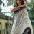 White black linen jacuard work festival saree with unstitched blouse piece