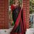 Black red linen jacuard work festival saree with unstitched blouse piece