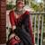 Black red linen jacuard work festival saree with unstitched blouse piece