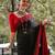Black red linen jacuard work festival saree with unstitched blouse piece