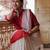 White red linen jacuard work festival saree with unstitched blouse piece