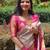 Grey pink silk blend jacuard work festival saree with unstitched blouse piece