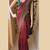 Maroon green silk blend jacuard work festival saree with unstitched blouse piece
