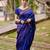 Royal blue silk blend jacuard work festival saree with unstitched blouse piece