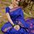 Royal blue silk blend jacuard work festival saree with unstitched blouse piece