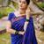 Royal blue silk blend jacuard work festival saree with unstitched blouse piece