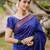 Royal blue silk blend jacuard work festival saree with unstitched blouse piece