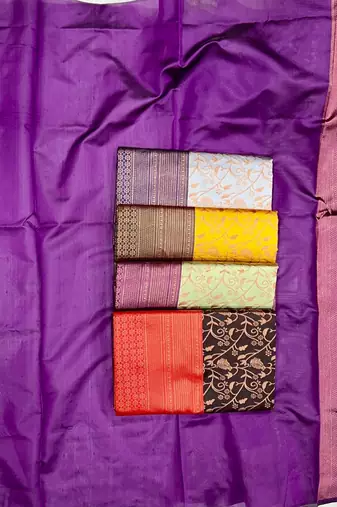 Yellow green silk blend jacuard work festival saree with unstitched blouse piece