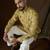 Men's yellow georgette kurta | solid embroidered ethnic kurta | stylish traditional indian kurta for festive & party