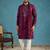 Men's purple silk blend ethnic motifs embroidered kurta with dupatta | traditional ethnic kurta set | festive & wedding