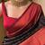 Black red silk blend jacuard work festival saree with unstitched blouse piece