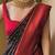 Black red silk blend jacuard work festival saree with unstitched blouse piece