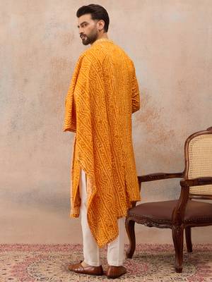 Men's rust viscose rayon bandhani printed kurta with dupatta | traditional ethnic kurta set | festive & wedding wear 4