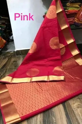 Pink silk blend jacuard work festival saree with unstitched blouse piece