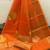 Orange silk blend jacuard work festival saree with unstitched blouse piece