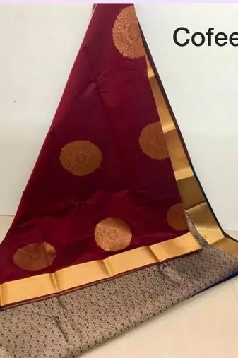Coffee silk blend jacuard work festival saree with unstitched blouse piece