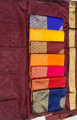 Coffee silk blend jacuard work festival saree with unstitched blouse piece 2